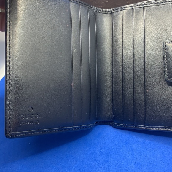 Rare black Gucci leather & canvas GG Guccissima vintage wallet - Picture 4 of 10